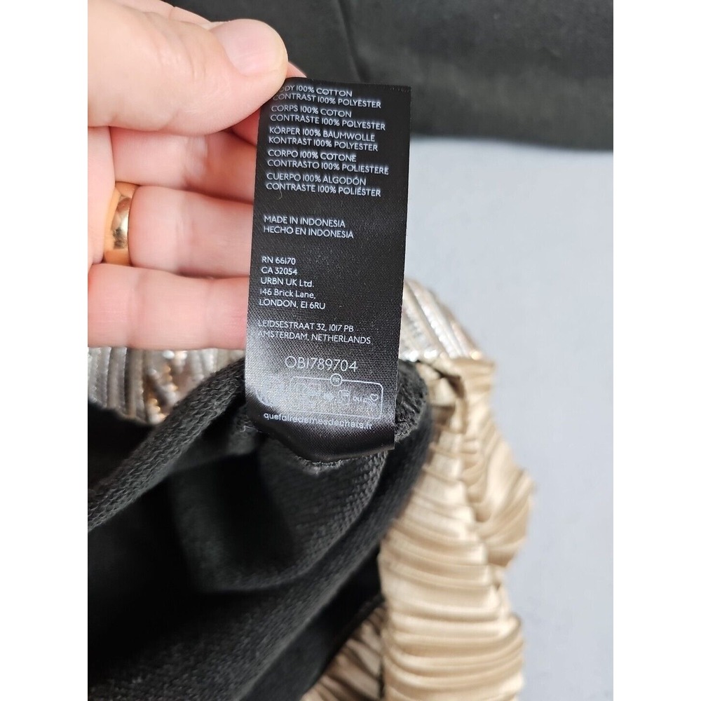 Pilcro Anthropologie Women's XXS Metallic Twofer Tunic Blouse Silver Black - Picture 8 of 12